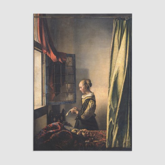 Vermeer - Meisje leest een brief in een open venst Tissuepapier