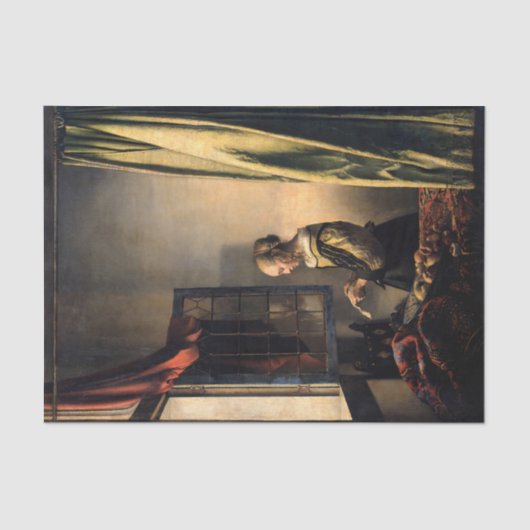 Vermeer - Meisje leest een brief in een open venst Tissuepapier (Voorkant)