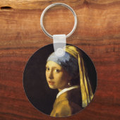 Vermeer-meisje met een parel die een fijne kunst v sleutelhanger (Voorkant)