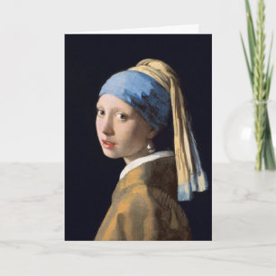Vermeer Meisje met een parel Fijne Kunst Feestdagen Kaart