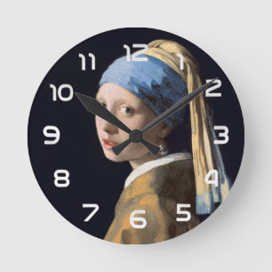 Vermeer Meisje met een parel Oorbel Fijne Kunst Ronde Klok