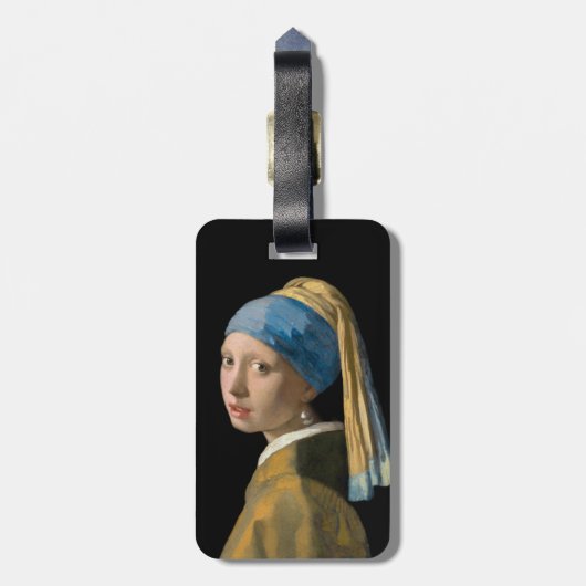Vermeer - Meisje met een parel - QR-code Bagagelabel (Achterkant verticaal)