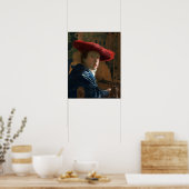 Vermeer - meisje met een rood Pet 1667 Poster (Keuken)