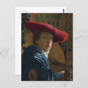 Vermeer - Meisje met het Rode Pet Fine Art Briefkaart