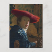 Vermeer - Meisje met het Rode Pet Fine Art Briefkaart (Voorkant)