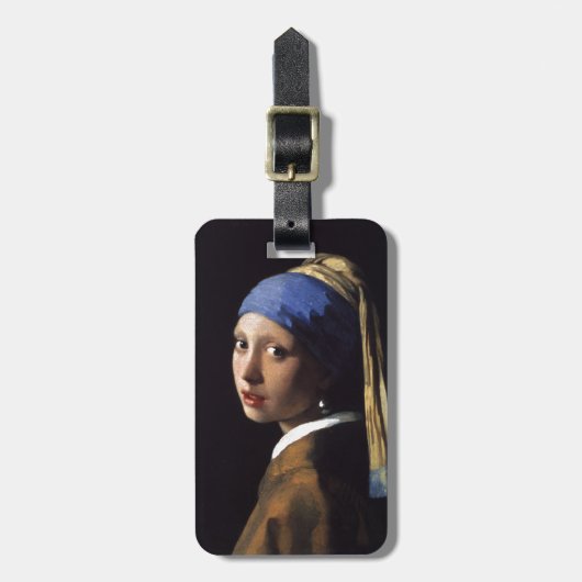 Vermeer Meisje Parel Oorbel Masterpiece Schilderen Bagagelabel (Voorkant verticaal)