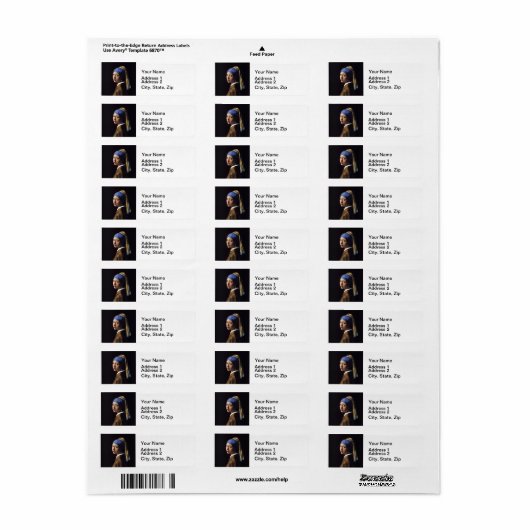 Vermeer Meisje Parel Oorbel Masterpiece Schilderen Etiket (Full Sheet)