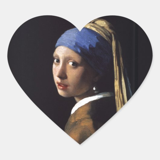 Vermeer Meisje Parel Oorbel Masterpiece Schilderen Hart Sticker (Voorkant)