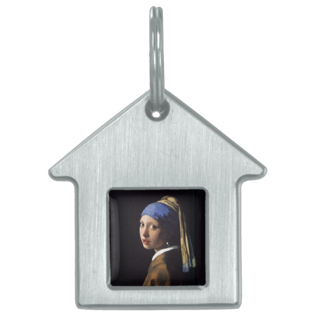 Vermeer Meisje Parel Oorbel Masterpiece Schilderen Huisdieren Naamplaatje (Voorkant)