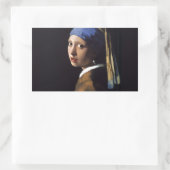 Vermeer Meisje Parel Oorbel Masterpiece Schilderen Rechthoekige Sticker (Tas)