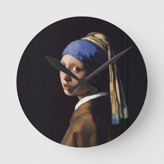 Vermeer Meisje Parel Oorbel Masterpiece Schilderen Ronde Klok (Voorkant)