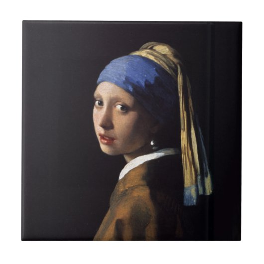 Vermeer Meisje Parel Oorbel Masterpiece Schilderen Tegeltje (Voorkant)