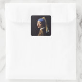 Vermeer Meisje Parel Oorbel Masterpiece Schilderen Vierkante Sticker (Tas)