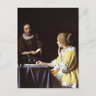 Vermeer - Mistress en Maid 1666-67 Briefkaart