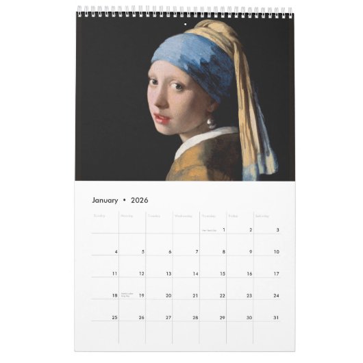 Vermeer Paintings Calendar Kalender (Jan 2026)