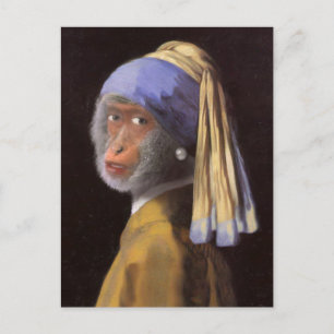 Vermeer Parel Oorbel Aap Chimpansee Briefkaart