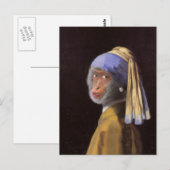 Vermeer Parel Oorbel Aap Chimpansee Briefkaart (Voorkant / Achterkant)