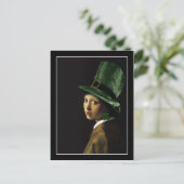 Vermeer Parel Oorbel Klaver St Patrick's Day Briefkaart (Staand voorkant)