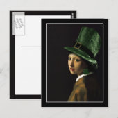 Vermeer Parel Oorbel Klaver St Patrick's Day Briefkaart (Voorkant / Achterkant)