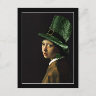 Vermeer Parel Oorbel Klaver St Patrick's Day Briefkaart