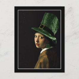 Vermeer Parel Oorbel Klaver St Patrick's Day Briefkaart