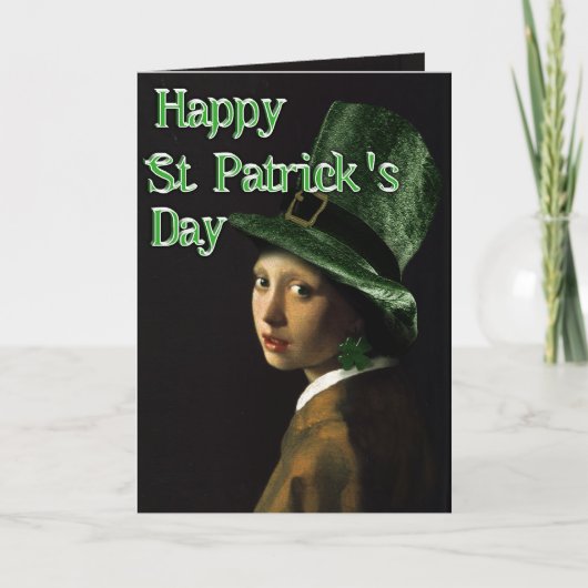 Vermeer Parel Oorbel Klaver St Patrick's Day Kaart (Voorkant)