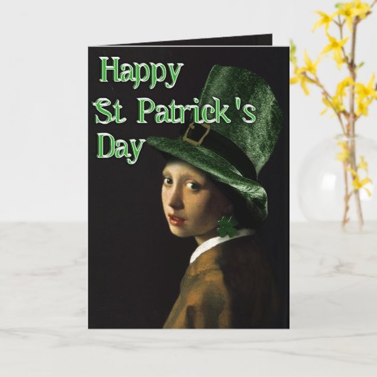 Vermeer Parel Oorbel Klaver St Patrick's Day Kaart (Gele Bloem)