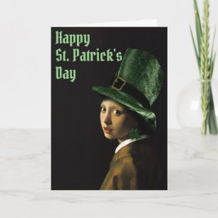 Vermeer Parel Oorbel Klaver St. Patrick's Day Kaart
