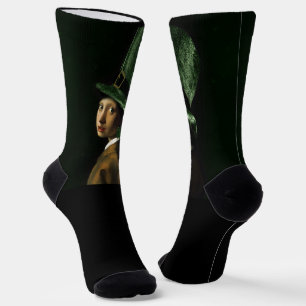Vermeer Parel Oorbel Klaver St Patrick's Day Sokken