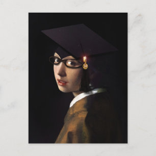 Vermeer Pearl Earring Afstuderen Afstudeerder Pet Aankondigingskaart