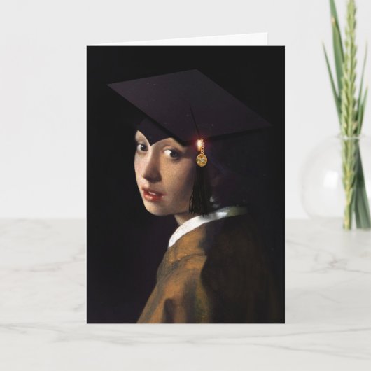 Vermeer Pearl Earring Afstuderen Afstudeerder Pet Kaart (Voorkant)