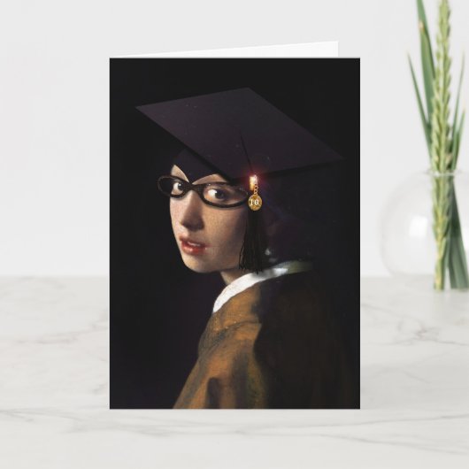 Vermeer Pearl Earring Afstuderen Afstudeerder Pet Kaart (Voorkant)