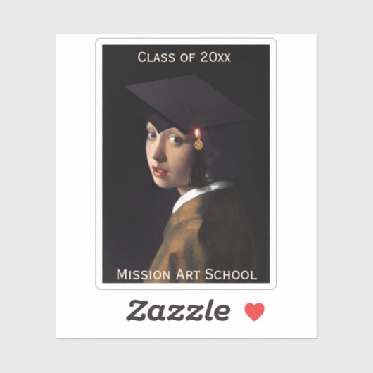 Vermeer Pearl Earring Afstuderen Afstudeerder Pet Sticker (Vel)