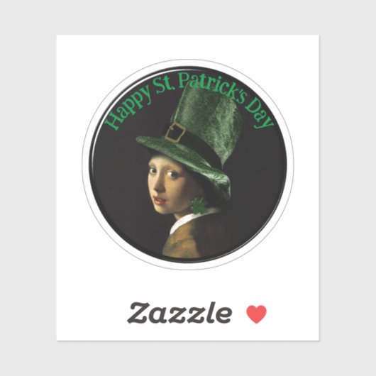 Vermeer Pearl Earring Clover St Patrick's Day Sticker (Vel)