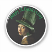 Vermeer Pearl Earring Clover St Patrick's Day Sticker (Voorkant)
