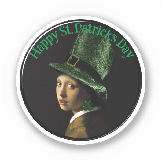 Vermeer Pearl Earring Clover St Patrick's Day Sticker (Voorkant)