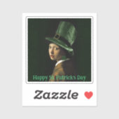Vermeer Pearl Earring Clover St Patrick's Day Sticker (Vel)