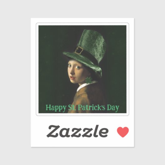 Vermeer Pearl Earring Clover St Patrick's Day Sticker (Vel)