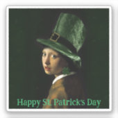 Vermeer Pearl Earring Clover St Patrick's Day Sticker (Voorkant)