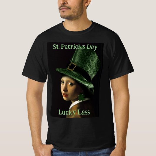 Vermeer Pearl Earring Clover St Patrick's Day T-shirt (Voorkant)