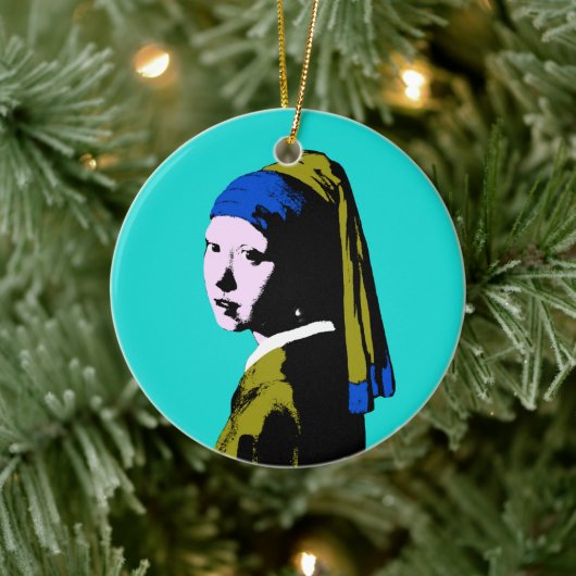 Vermeer Pearl Earring Pop Art Keramisch Ornament (Boom)
