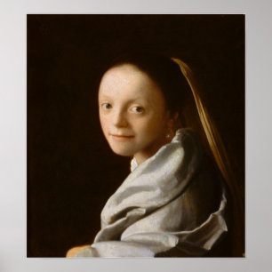 Vermeer - portret van een jonge vrouw 1674 poster