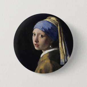 Vermeer schilderen - Meisje met een parel Ronde Button 5,7 Cm