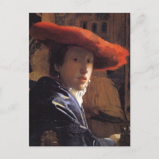 Vermeer schilderen - Meisje met rood Pet Briefkaart (Voorkant)