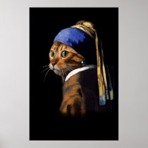 Vermeer Spoof Puss met een parel die grote post ve