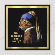 Vermeer Spoof Puss Met Een Parel Oorbel Kat Dame