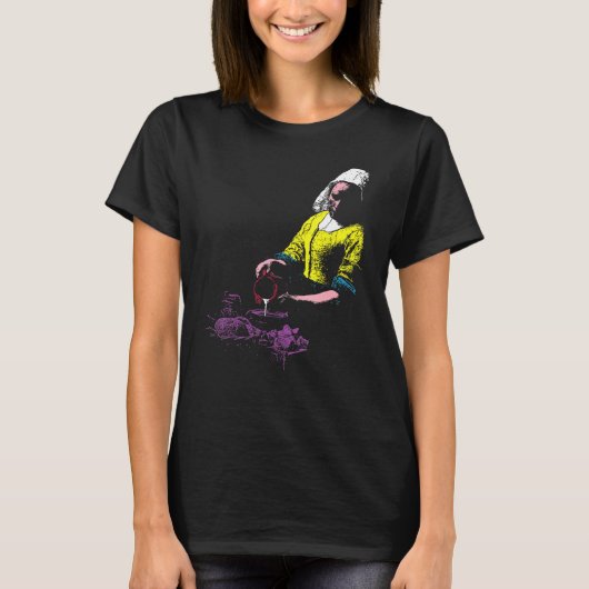 Vermeer The Milkmaid Pop 80s Pop Minimal Baroque A T-shirt (Voorkant)