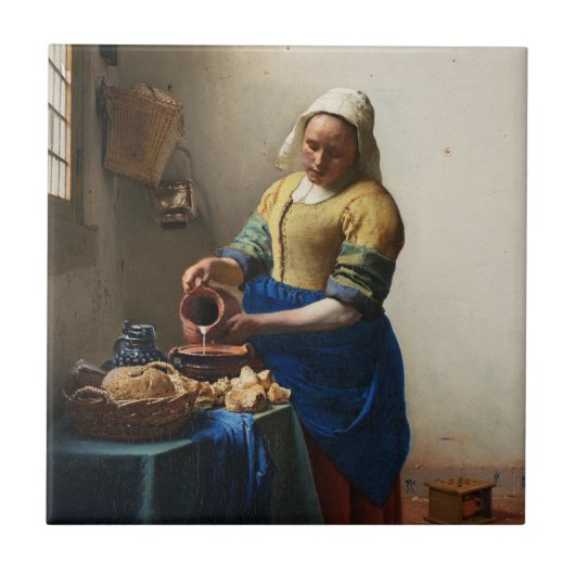 Vermeer The Milkmaid Tile Tegeltje (Voorkant)