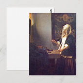 Vermeer van Delft, Jan Die Perlenw?gerin Woman Hol Briefkaart (Voorkant / Achterkant)
