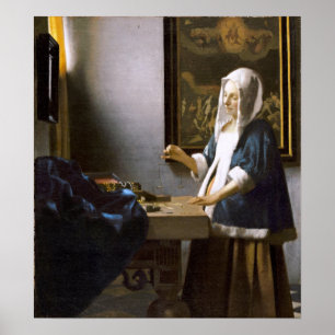 Vermeer: Vrouw houdt een balans Poster